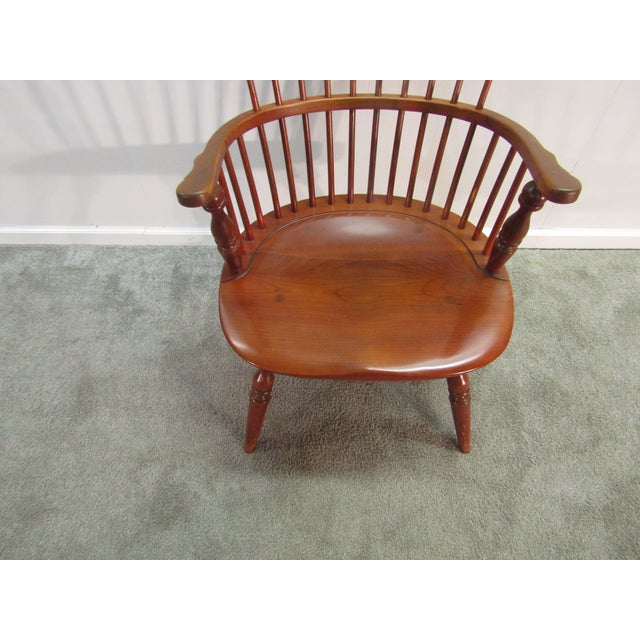 Duckloe Solid Cherry Fan Back Windsor Arm Chair For Sale - Image 4 of 6