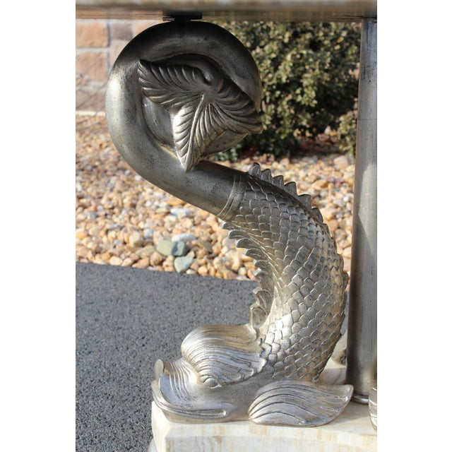 2000 - 2009 Maitland-Smith Silver Giltwood Dolphin Table For Sale - Image 5 of 18