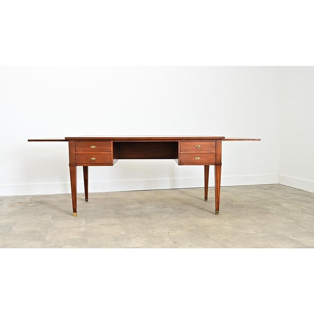 Wood French 20th Century Mahogany and Leather-top Desk For Sale - Image 7 of 10