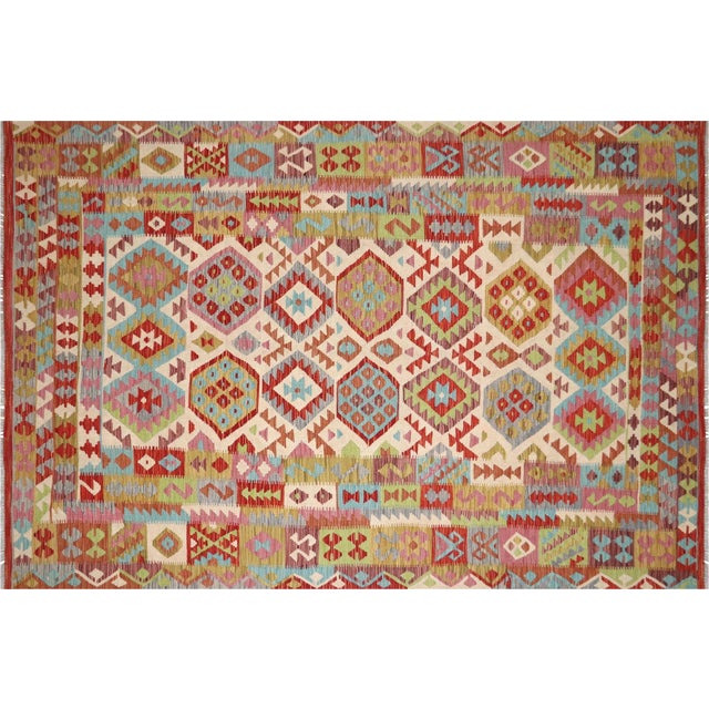 1990s Contemporary Afghan Maimana Kilim Rug For Sale - Image 5 of 5