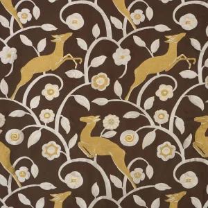 Schumacher Les Gazelles Au Bois Fabric In Chocolate