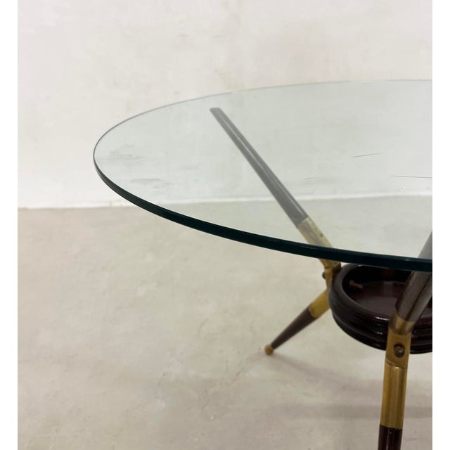 1950s Coffee Table in Brass, Glass and Wood, 1950s For Sale - Image 5 of 8