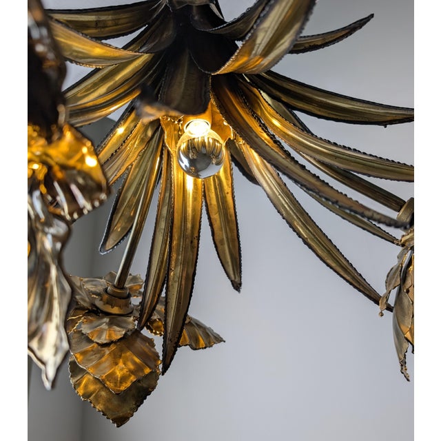 Gold Vintage French Brass Chandelier from Maison Jansen, 1970s For Sale - Image 8 of 11