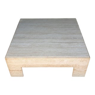 Late 20th Century Modern Classic Travertine Coffee Table For Sale