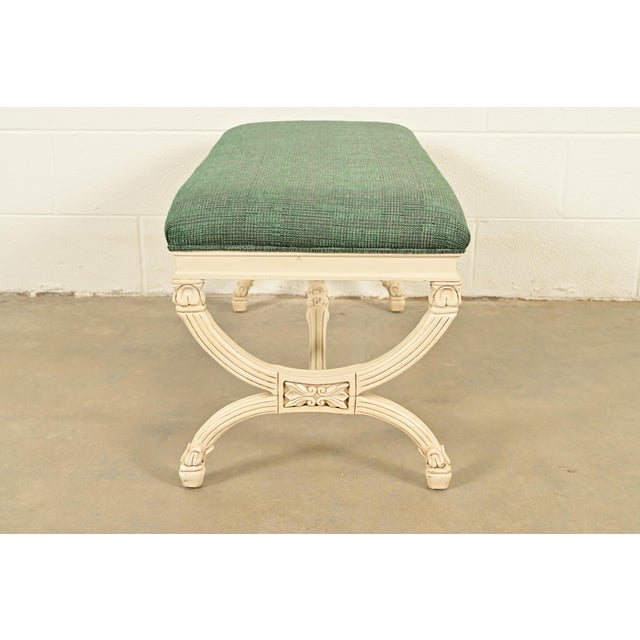 Baker Furniture Style Neoclassical Cream Lacquered Curule Window Bench For Sale - Image 9 of 11