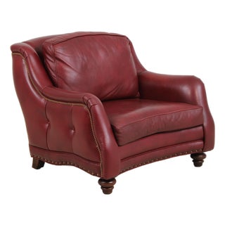 Hancock & Moore Red Leather Oversized Chair For Sale
