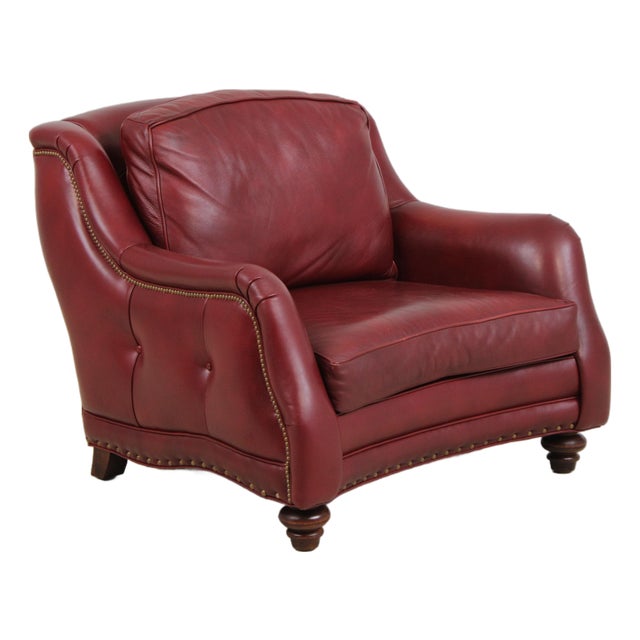 Hancock & Moore Red Leather Oversized Chair For Sale