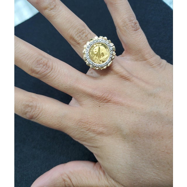 ♥ Coin Information ♥ Coin Metal: 1/20 OZ Fine Gold .999 Denomination: 5 Yuan Country: China Year: 1993 ♥ Ring Information...