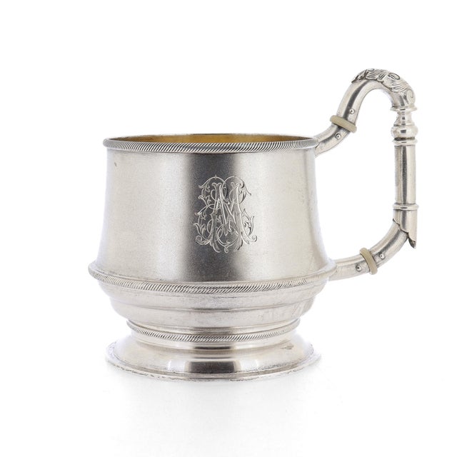 Art Nouveau Set of 4 Antique German Gilt 84 Zolotnik Silver Tea/Vodka Mugs by E. Goldschmidtr For Sale - Image 3 of 14