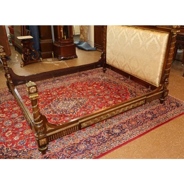19th Century French Louis XV Style Bronze Mounted Mahogany European King Bed For Sale - Image 4 of 17