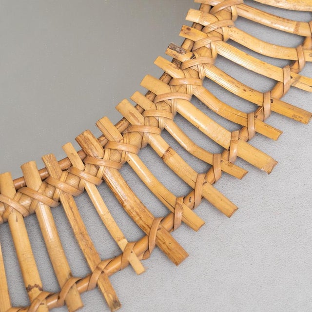 Mid-Century Modern Mirror Bamboo Rattan Handcrafted, 1960s For Sale - Image 6 of 10