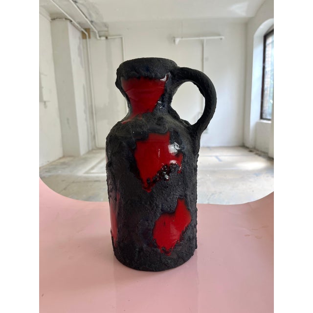 Red Fat Lava Vase from Marei Keramik For Sale - Image 10 of 10