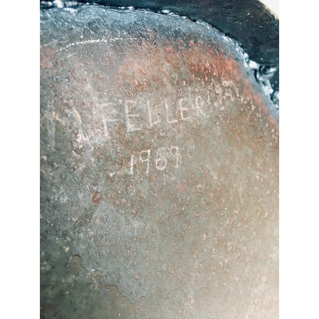 1969 Vintage M. Feller Brutalist Iron Signed Sculpture For Sale - Image 11 of 12