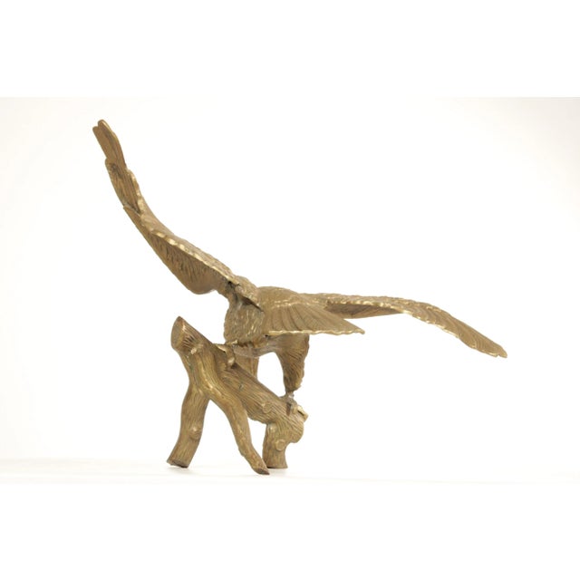 1970s Vintage Large Brass Eagle Sculpture For Sale - Image 5 of 12