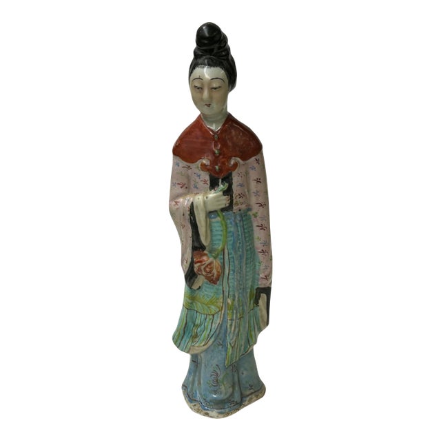 Vintage Oriental Ancient Style Dressing Ceramic Lady Art Figurine Ws4416 For Sale