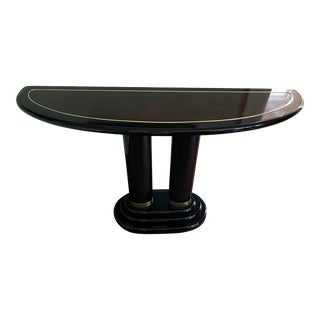 1970s Henredon Black Lacquered Asian Contemporary Console Table For Sale
