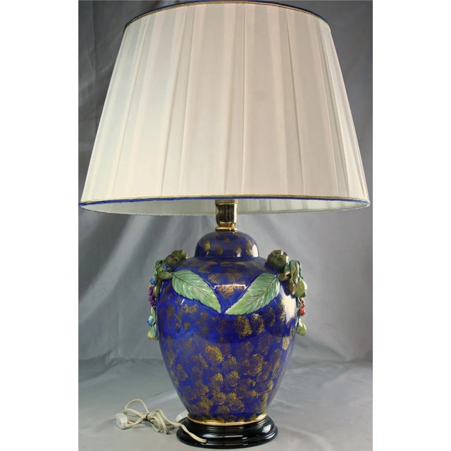 Italian Hand-Painted Majolica Table Lamp For Sale - Image 9 of 13