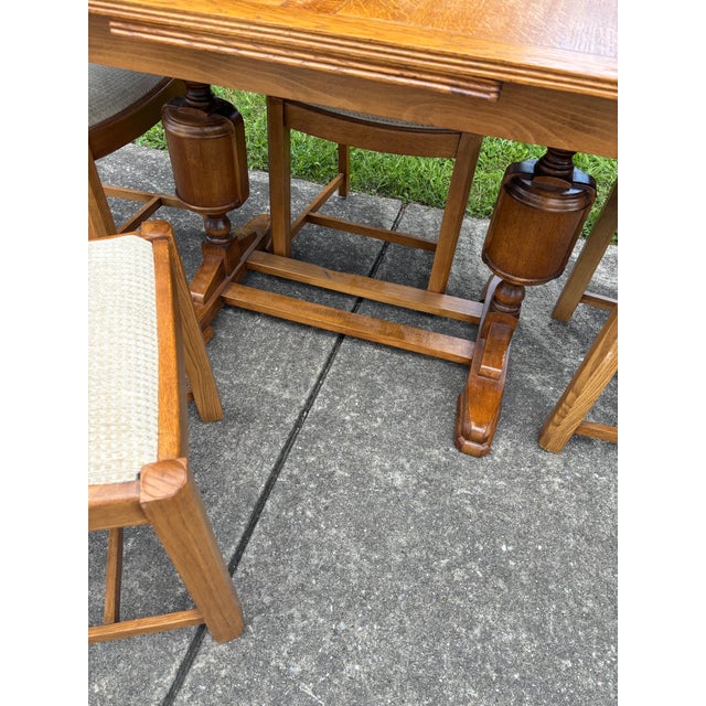 Wood 1940s Jacob Bean Trestle Style Dining Set For Sale - Image 7 of 9