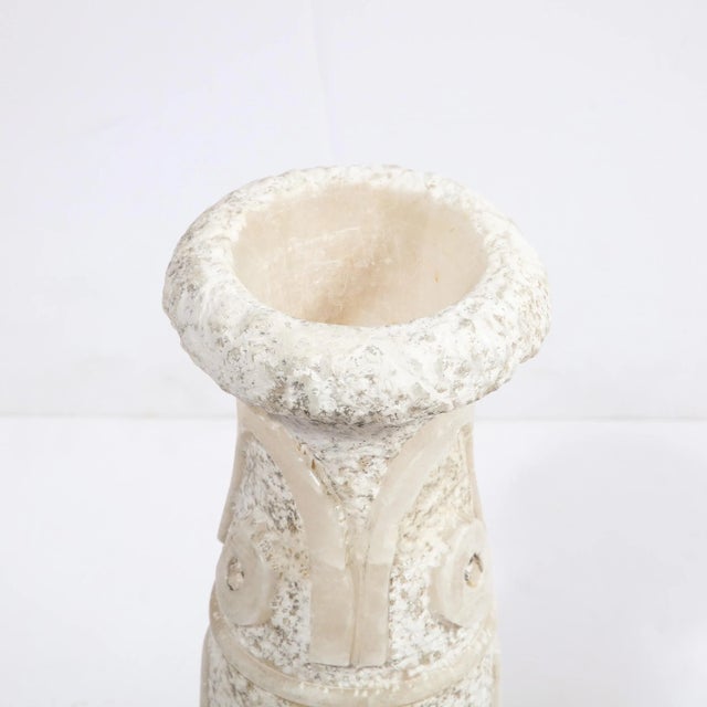 Mid-Century Primitivist Marble Vase With Relief Carved Geometric Detailing in Marble For Sale In New York - Image 6 of 13