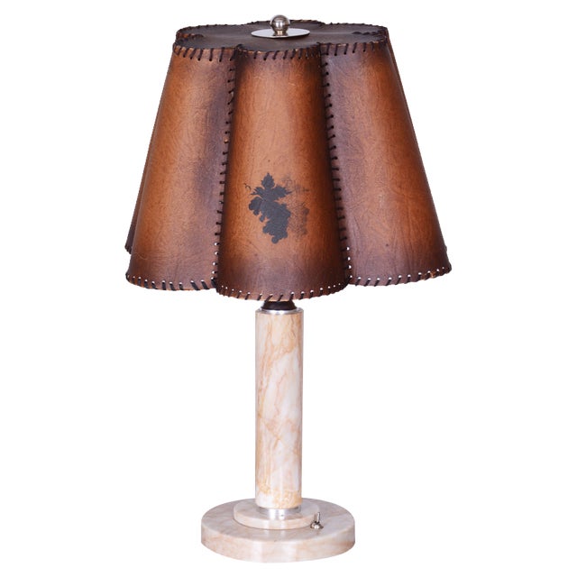 Czech Art Deco Table Lamp in Marble and Chrome, 1920s For Sale