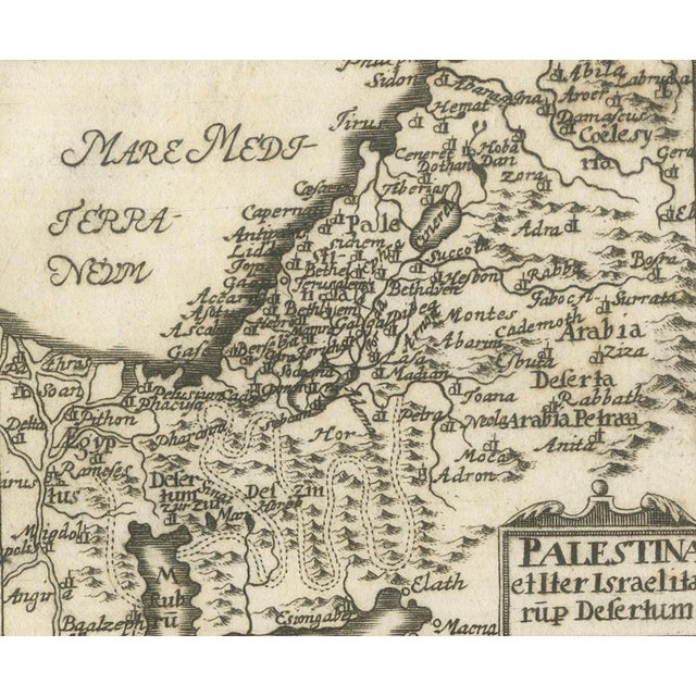 Paper Holy Land Map of Palestine with German Biblical Text, 1650s For Sale - Image 7 of 9