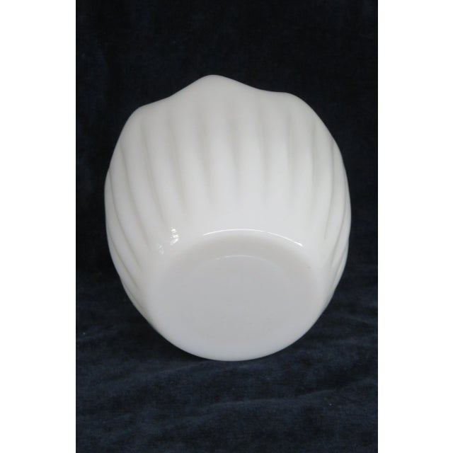 Milk Glass Pinch Vase Mid Century Ribbed Art Glass Rose Bowl For Sale - Image 9 of 11