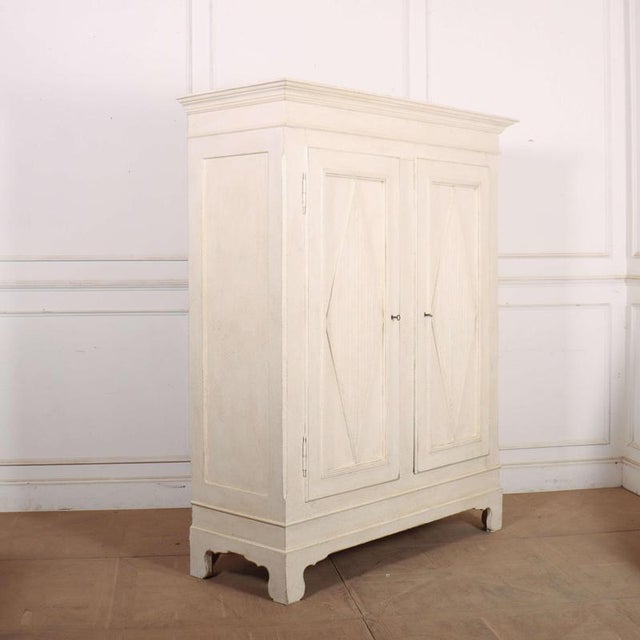 White Danish Painted Two-Door Wardrobe For Sale - Image 8 of 9