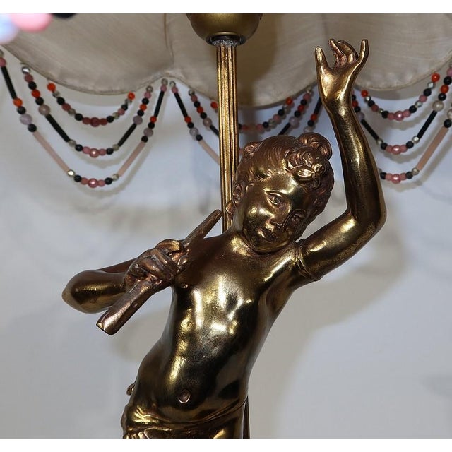 Gold The Flute Player Lamp from Auguste Moreau, 1890s For Sale - Image 8 of 18