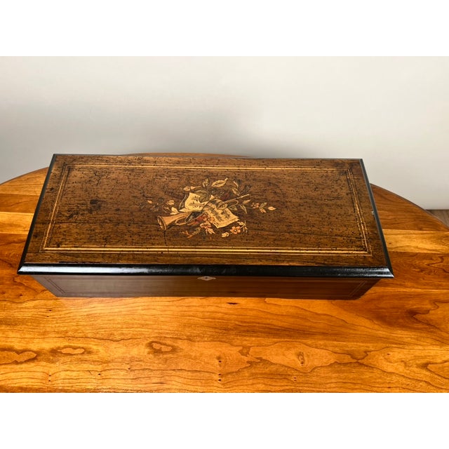 Brown Antique Swiss 12 Tune Music Box C. Late 19th Century For Sale - Image 8 of 12