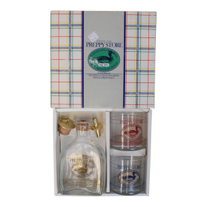 Official Preppy Store C1981 Box Set X Two Old Fashioned Glasses & Decanter W/ Spout & Cork Plug (Nib)