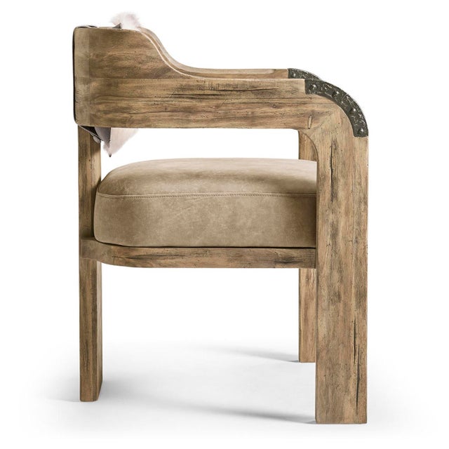 Not Yet Made - Made To Order Modern Western Leather & Hide Accent Armchair For Sale - Image 5 of 10