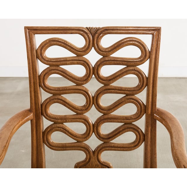 Pair of Dessin Fournir Ribbon-Back Oak Dining Armchairs For Sale - Image 9 of 18