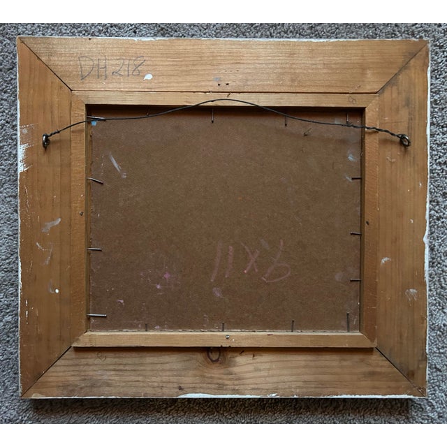 Scarlet Vintage Vibrant Abstract Still Life Oil Painting in Wood Frame For Sale - Image 8 of 8