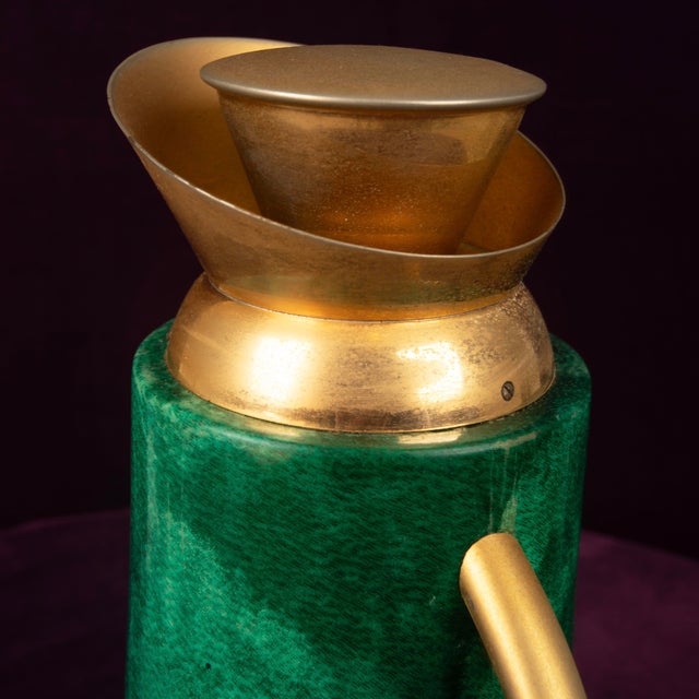 Model 968D Thermos in Hand-Decorated Green Goatskin Parchment by Aldo Tura, Italy, 1960s For Sale - Image 15 of 18