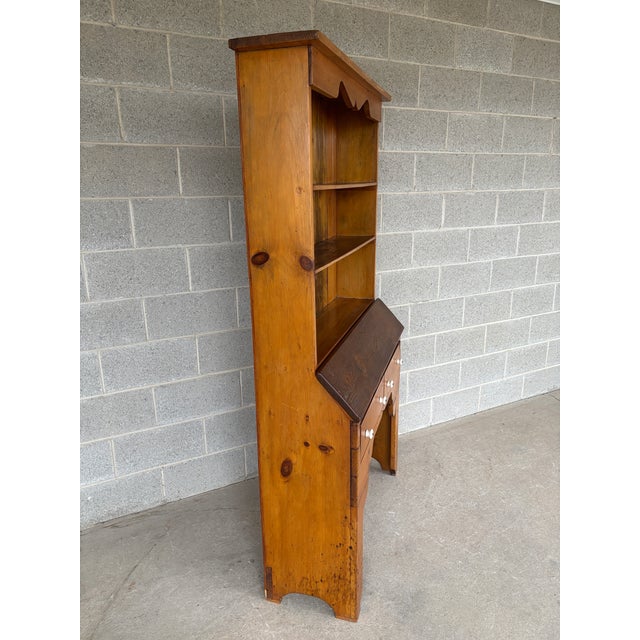 Primitive Antique Pine Tilt Top Plantation Desk W/ Bookcase (Circa 1700's) For Sale - Image 4 of 12
