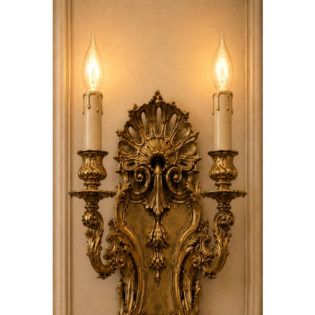 19th C French Louis XVI Gilt Bronze Wall Lamps/Sconces Pair For Sale - Image 9 of 11