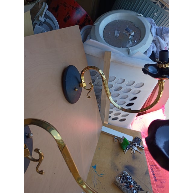 Custom Made Brass Candelabra Sconces a Pair For Sale - Image 4 of 8