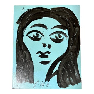 1970’s Original Peter Keil Abstract Expressionist Female Portrait Painting For Sale