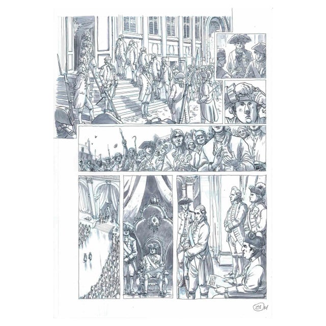 Vincenzo Bizzarri, The Mayor of Paris, Ink & Watercolor on Paper, 2019 For Sale