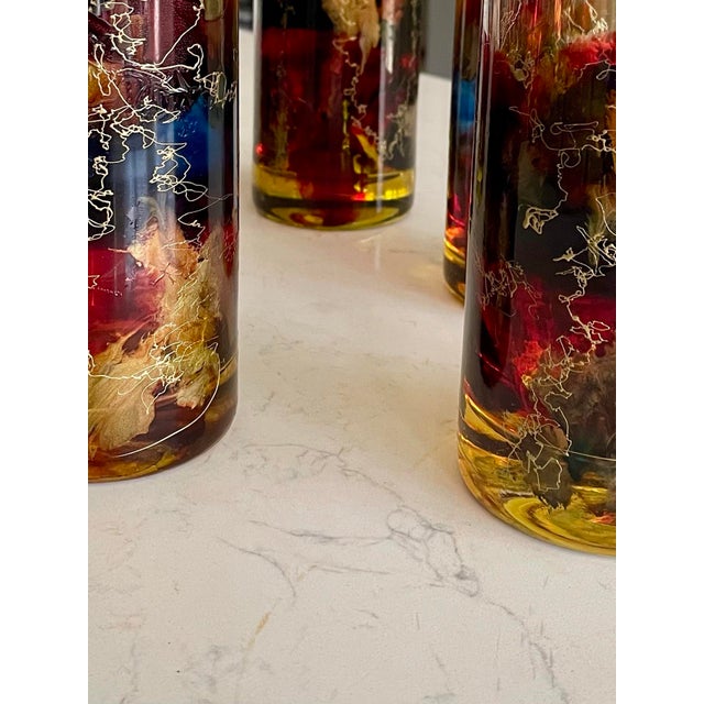 Vintage Curtea Sticlarului Hand Blown Painted Highball Glasses - Set of 6 For Sale In Palm Springs - Image 6 of 10