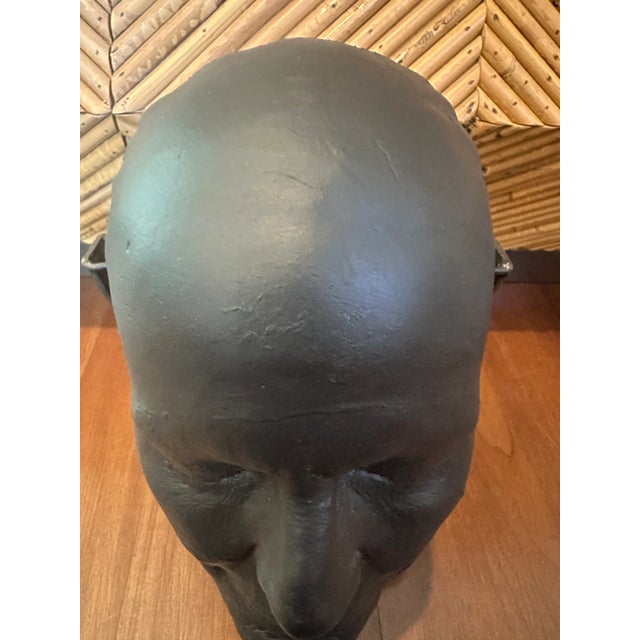 Vintage Art Deco Plaster Studio Piece Face Sculpture on Metal Stand For Sale In Los Angeles - Image 6 of 8