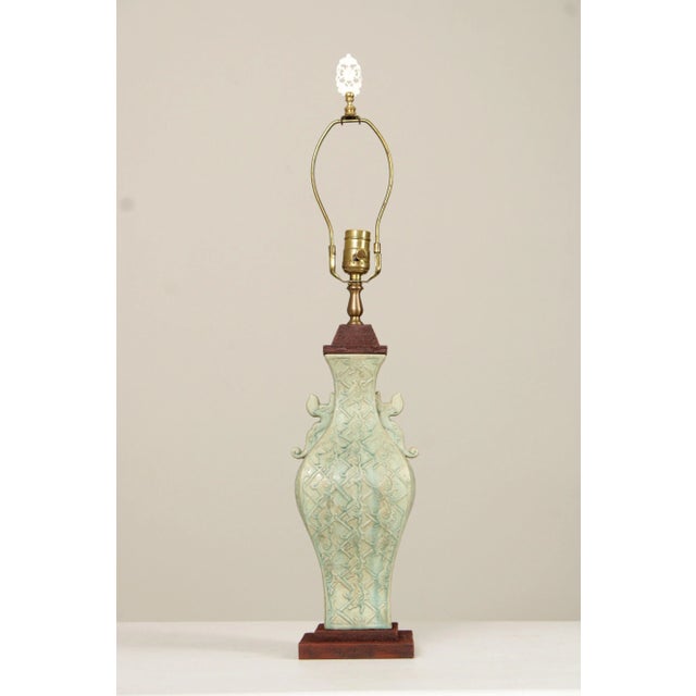 Ceramic Bradburn Gallery Asian Style Celadon Porcelain Table Lamp For Sale - Image 7 of 11