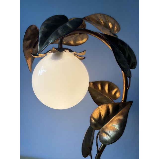 Vintage Hollywood Regency Table Lamp in Gilded Metal & Opaline Glass, Germany, 1970s For Sale - Image 10 of 11