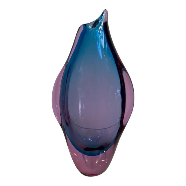 1970s Flavio Poli Penguin Large Sommerso Murano Vase Mid-Century For Sale
