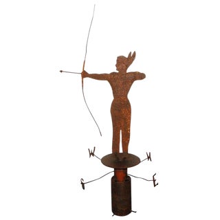 19th Century Iron Indian Weathervane With Stand For Sale