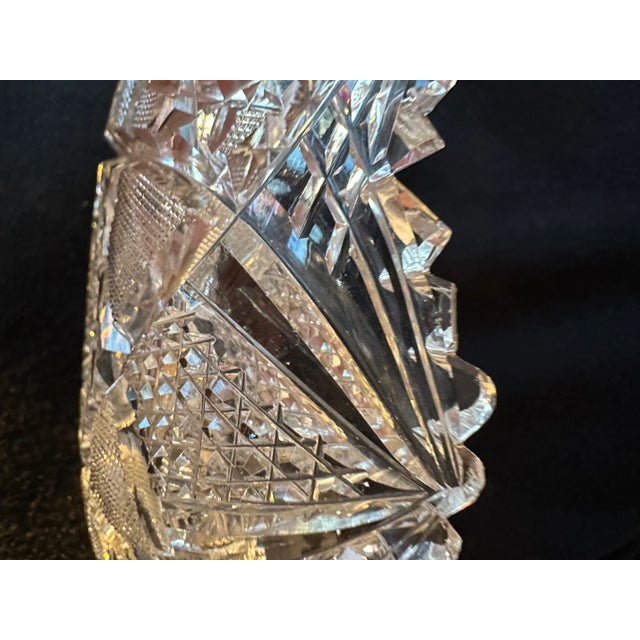 Antique, American Brilliant Period Crystal Glass Hand Cut Low Bowl Made by J Hoare For Sale - Image 12 of 13