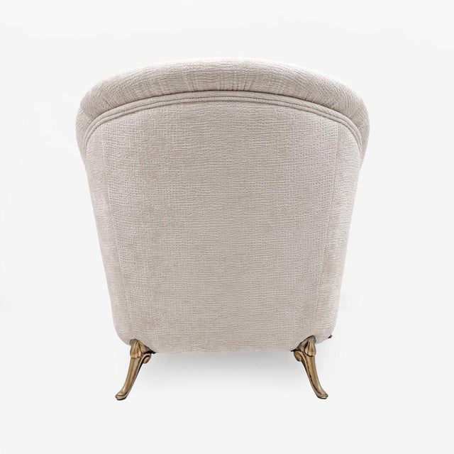 Mid-Century French Art Deco Style Armchairs with Brass Details, 1950s, Set of 2 For Sale - Image 10 of 11