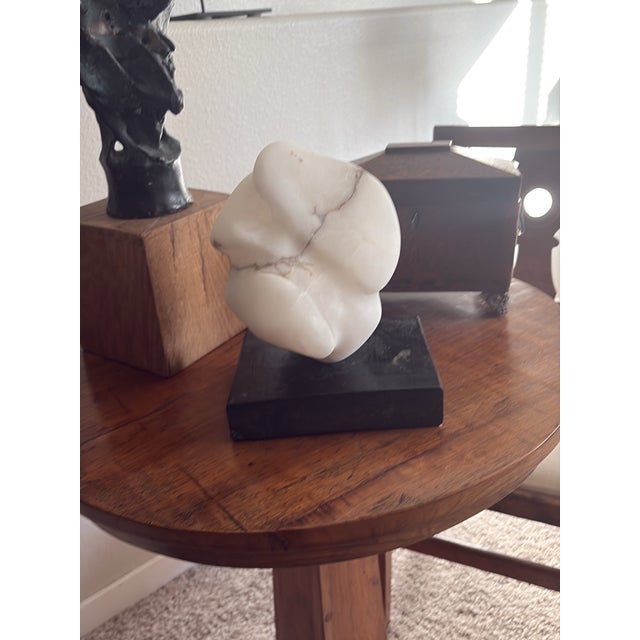 White Mid-Century Modern Abstract Carrara Marble Sculpture (9.5” High) For Sale - Image 8 of 12