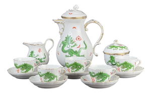 Vintage Ming Dragon Tea Set from Meissen, 1920s, Set of 13