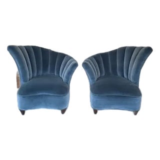 Vintage Pair of Art Deco Style Velvet Chairs For Sale